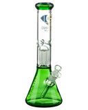 Diamond Glass 13" Eight Arm Tree Perc Beaker - Green Profile View