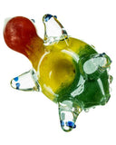 Smokin' Buddies Dichro Striped Rasta Turtle Pipe - Detailed Bowl View