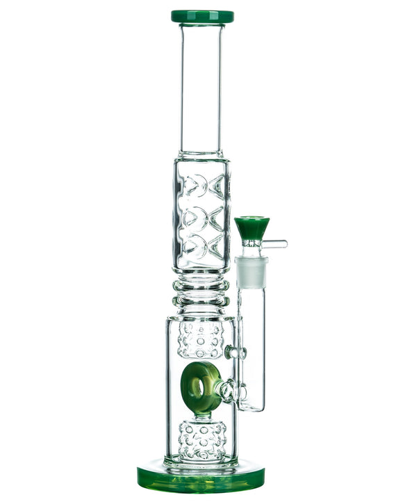 Smokin' Buddies Fire Cut Inset to Donut Perc Big Water Pipe -  Green