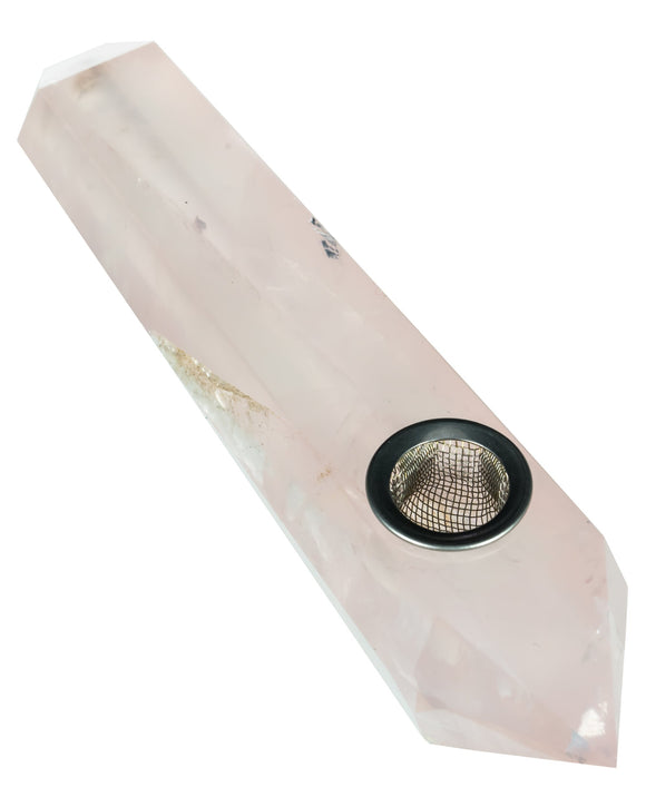 Natural Rose Quartz Stone Pipe