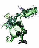 Side view of Smokin' Buddies "Puff" The Glass Dragon Water Pipe