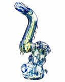 Side view of  blue Smokin' Buddies "Rocky Ring" Fumed Sherlock Bubbler.