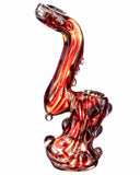 Side view of  red Smokin' Buddies "Rocky Ring" Fumed Sherlock Bubbler.