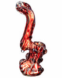 Side view of  red Smokin' Buddies "Rocky Ring" Fumed Sherlock Bubbler.