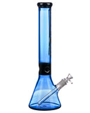 Diamond Glass 15" Black Collared Beaker Water Pipe Blue