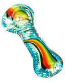 Blue Flat Mouth Rasta Swirl Spoon Pipe