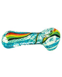 Blue Hand Pipe with Rasta Stripe