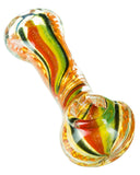 Orange Flat Mouth Rasta Swirl Spoon Pipe