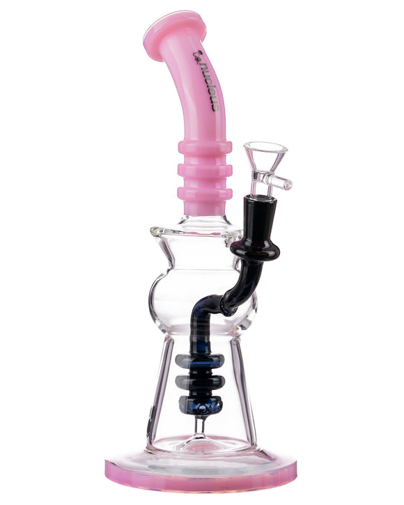 Nucleus Black Downstem Bent Neck Water Pipe - Pink & Black