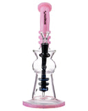 Nucleus Black Downstem Bent Neck Water Pipe - Pink & Black Front View