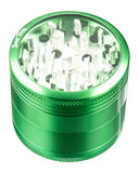 Green Sweet Tooth 4-Piece Medium Diamond Teeth Clear Top Aluminum Grinder